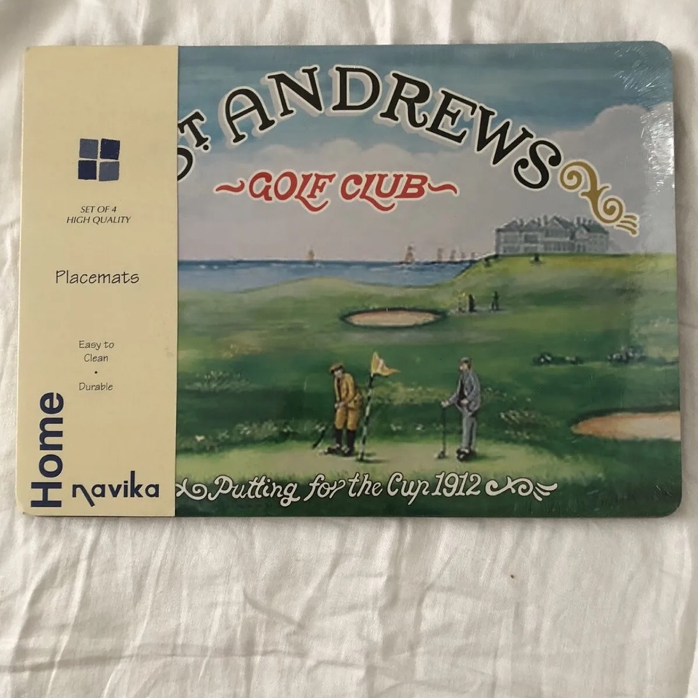 Navika St. Andrews Golf Club Placemats. Cork backed Set of 4. Never Used